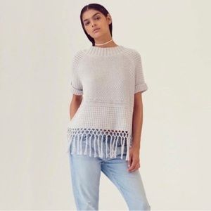 Current Elliott Peggy Fringe Gray Knit Sweater sz 0